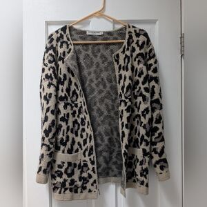 Cotton Emporium Leopard Print Open Front Cardigan Sweater Women’s Medium